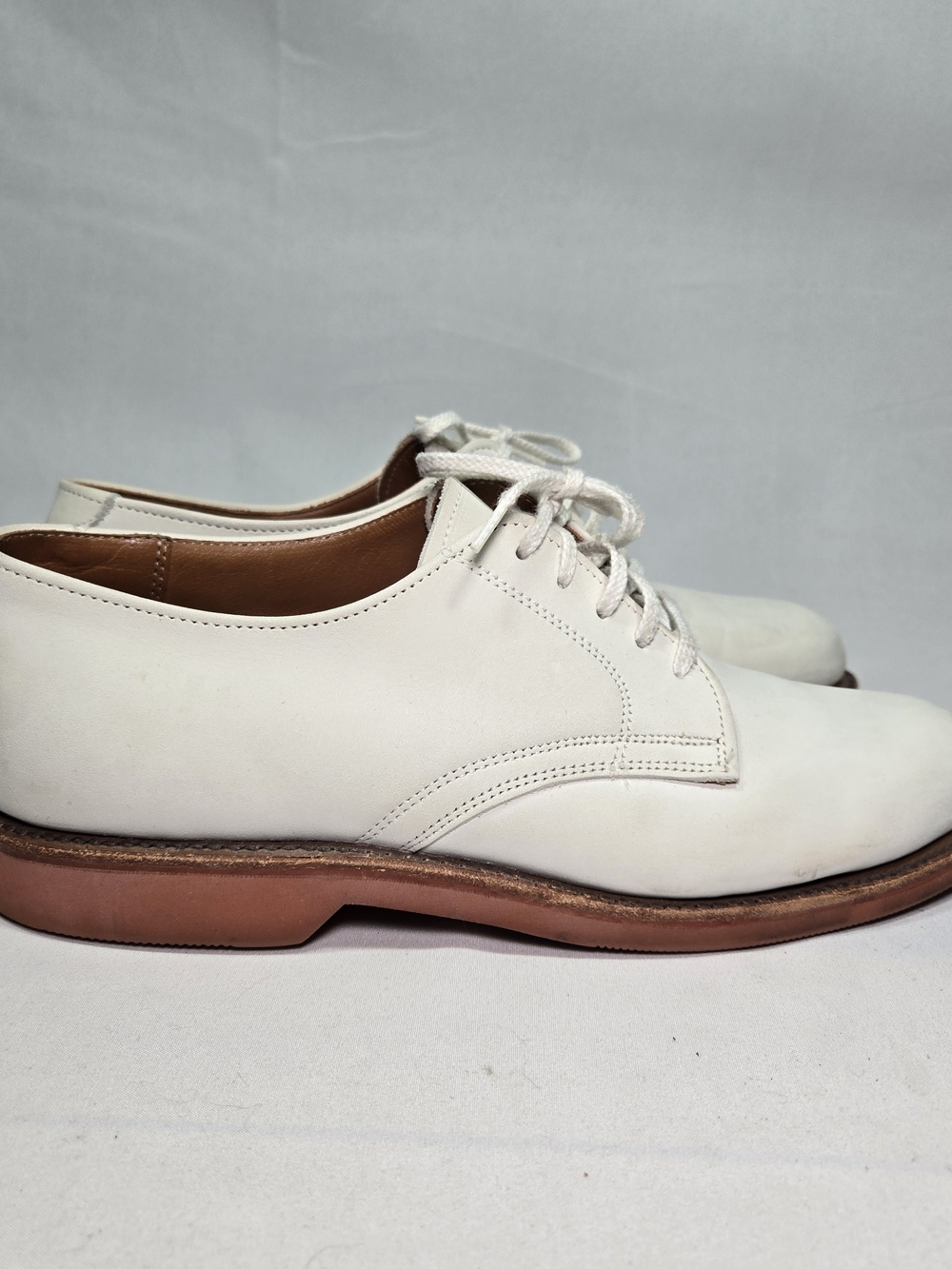 Vintage COLE HAAN White Bucks Nubuck Leather Derby Oxfords Preppy Summer Men 6.5